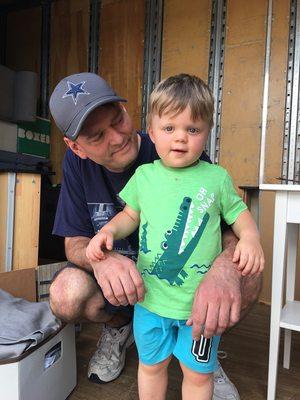 Uncle Albie and Little Tommy on the truck.