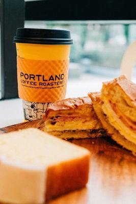 Portland Coffee Roasters and Breakfast Sandwich