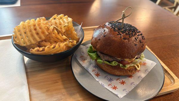 Classic Burger with Waffle fries