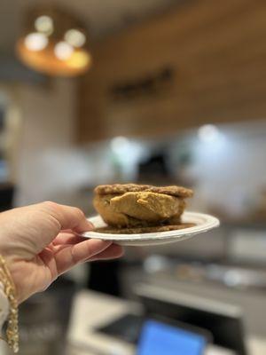 Pumpkin Caramel ice cream sandwich