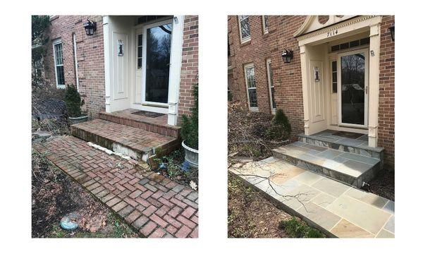 This is a Before & After new set of stairway. A granice finish