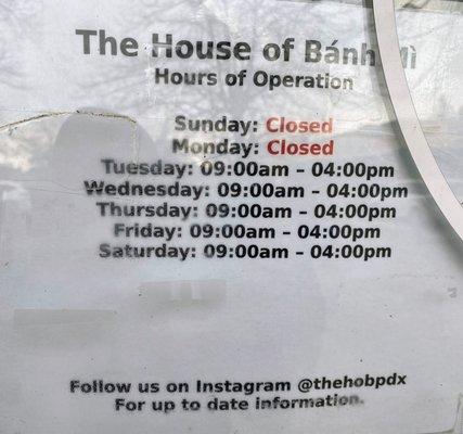 Hours of operation