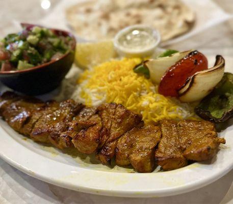 Boneless Lamb Kabob (half rice half persian salad)