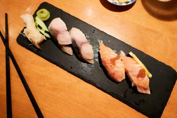 Sabe and salmon belly nigiri