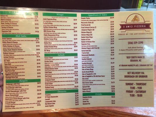 Menu side 2