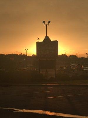 Sunset at Charlie's chicken and bbq