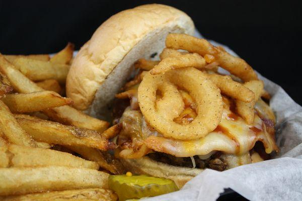 Texas Tumbleweed burger with fresh cut boardwalk fries.