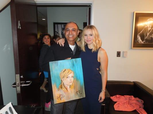 Owner of The Art Studio Pasadena, Moses with Kristen Bell.