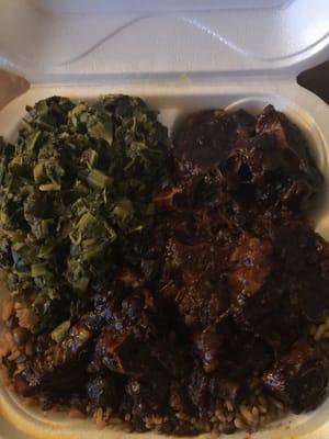 Oxtails w/ Collard Greens & Pigeon Pigs & Rice