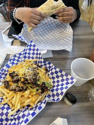 Loaded fries & breakfast steak burrito