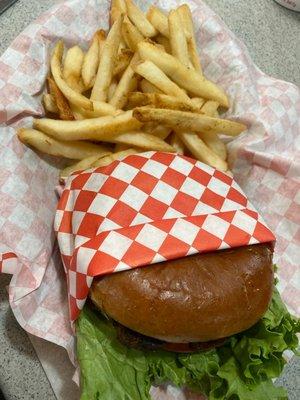 All American burger with fries