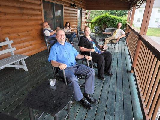 Front porch overlooks the vinyard. Meet the old folks.