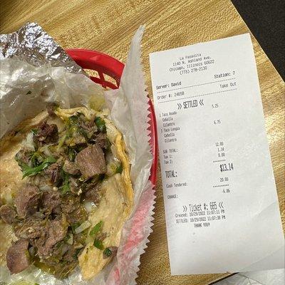 This was worse lengua taco ever! Sadly disappointed  for the price $7 taco