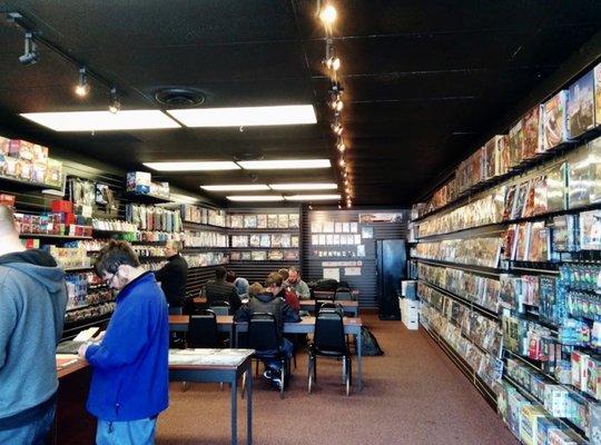 From the front of the store with tables in a different arrangement