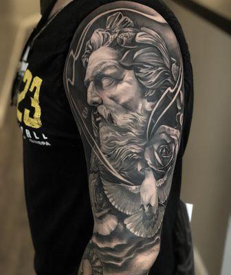 Zeus half sleeve done by Wender