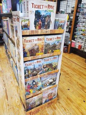 Many versions of Ticket to Ride and new maps.