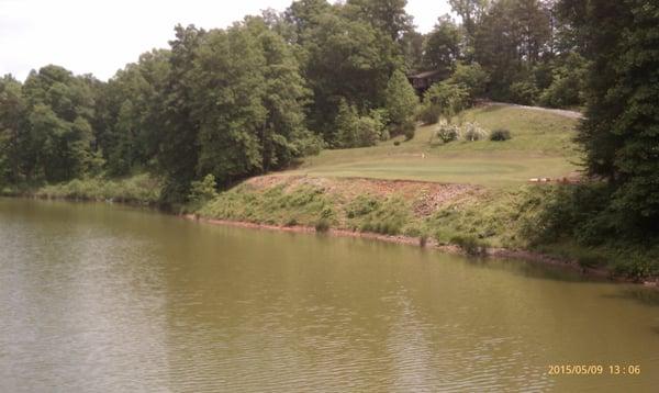 View of the par 3 17th - all over water.