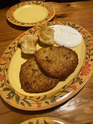 Potatoe pancakes, pierogis and latkes