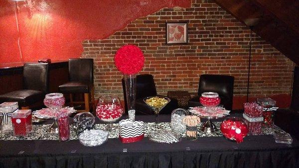 Black, Red and White Candy Table