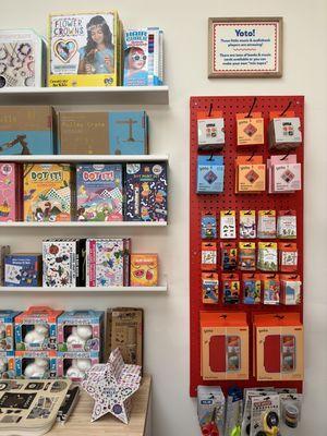 Come by for craft kits for every age or a Yoto player and cards for kid-friendly (and screen free) stories and music