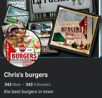 Chris's Burgers Facebook page. Their menu has a bad link on here, so you might have to find it elsewhere.