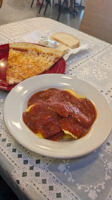 Cheese Ravioli and Cheese Pizza Slice