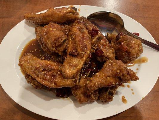 10 piece dry fried chicken.  Didn't need the spoon to drizzle the sauce on top.  The chicken was seasoned just right.