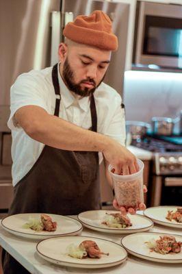 Chef Bham in his prime as he prepares the dishes for our guests