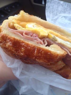 Ham, egg, cheese on croissant. Delicious!