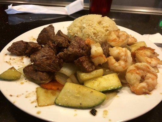 Filet and Shrimp Hibachi Lunch Special.