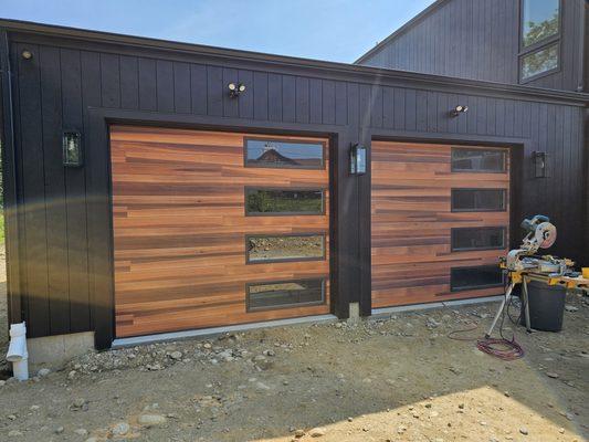 Cedar planks doors complimented the Japanese Burnt Oak perfectly