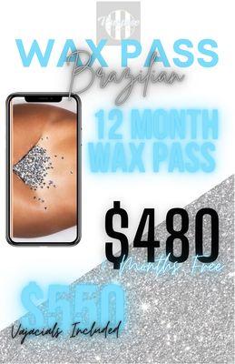 12 Month Brazilian Waxing Pass