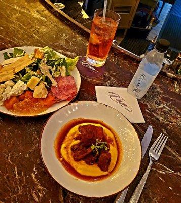 Veal Osso Bucco, a Caesar Salad and a Grey Goose cocktail