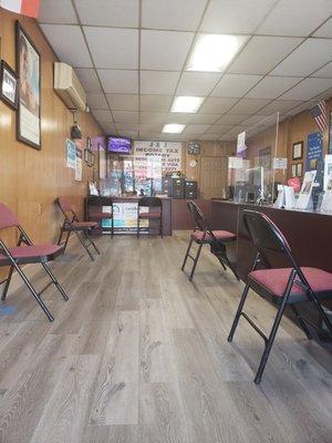 Waiting area and workstations.