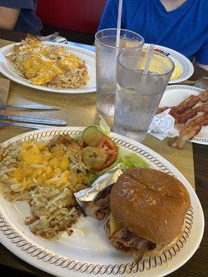 Hashbrowns, chicken sandwich, bacon...waffle house Gainesville, GA