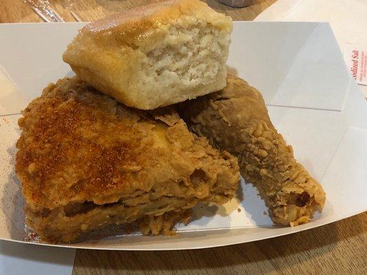 2 piece fried chicken with biscuit