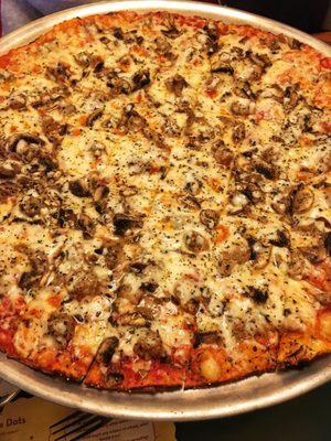 Sausage and mushroom pizza