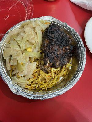 Jerk chicken and noodles