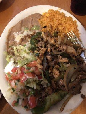 Lunch portion of the Texas fajitas $9.95. Great deal!