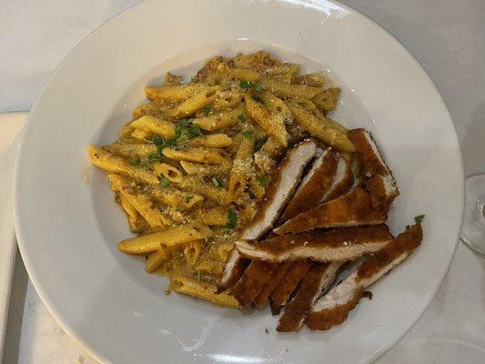 Penne alla Vodka Pasta Chicken Cutlet