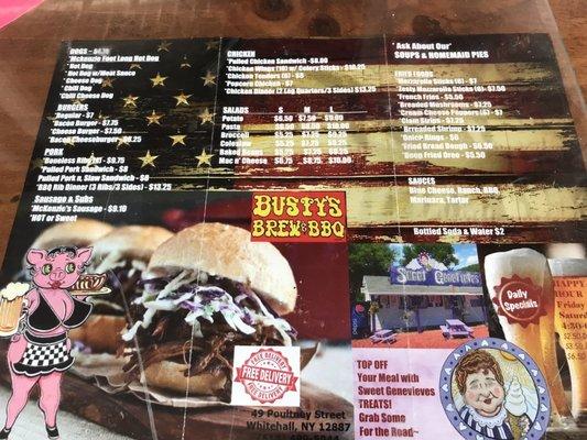 BBQ menu