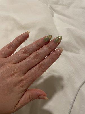 Classic natural base color with a pop of green and gold!