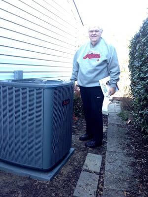 Mr. Frappel of Aiken, SC and his new 14 seer Amana heat pump!