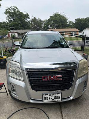 Before/ after headlight restoration.