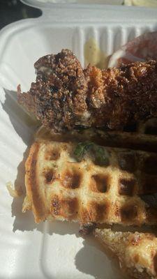 Burnt chicken waffle