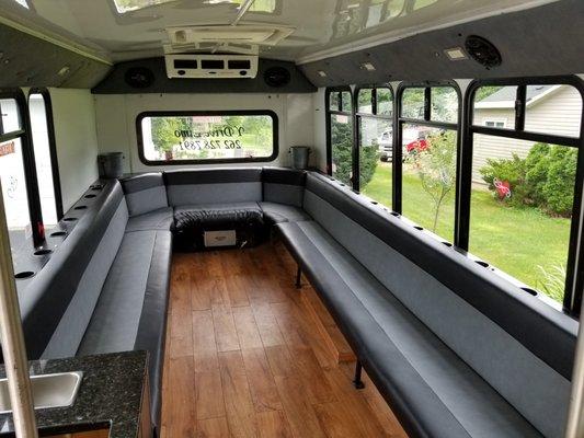 The #8 Party Bus limo seating!