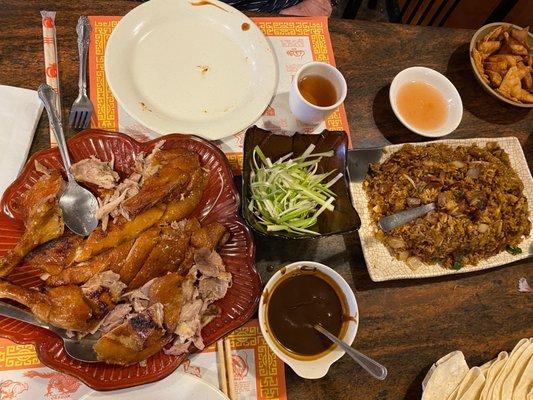 Peking Duck w crepes, hoisin sauce, and scallions/celery fabulous