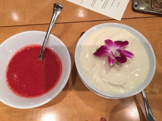 Strawberry and cream for chocolate cake