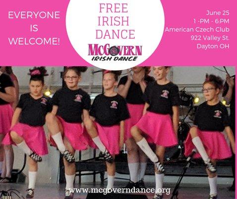 Free Irish dance workshop June 25