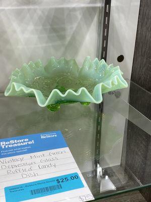 This is marked depression glass, but reminds me of milk glass.